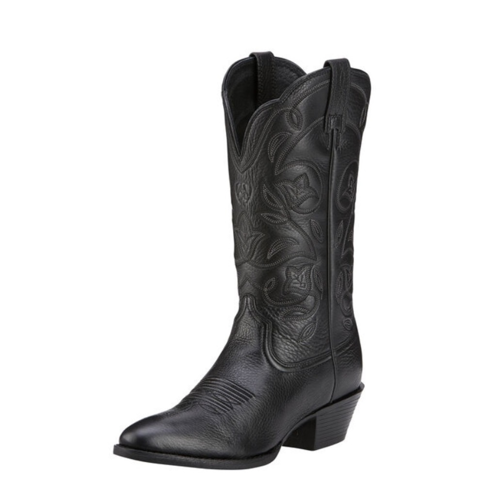 Ariat Heritage R Toe Black Cowboy Western Boots 8 - Picture 1 of 8